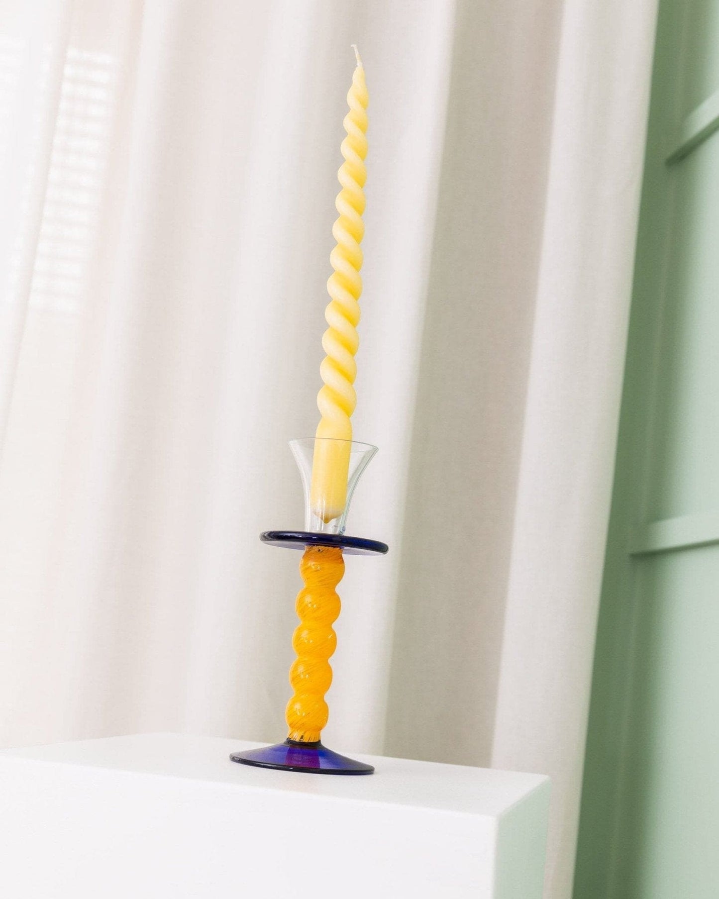 Bougeoir vintage en verre de Murano design postmoderne Memphis Milano années 1980