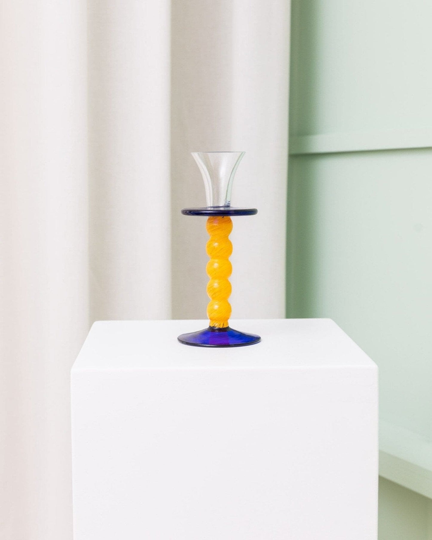 Bougeoir vintage en verre de Murano design postmoderne Memphis Milano années 1980