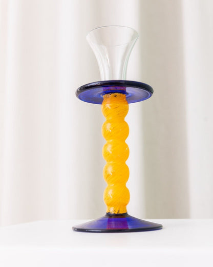 Bougeoir vintage en verre de Murano design postmoderne Memphis Milano années 1980