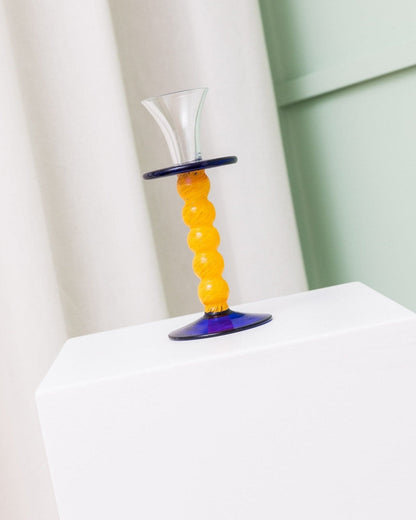 Bougeoir vintage en verre de Murano design postmoderne Memphis Milano années 1980