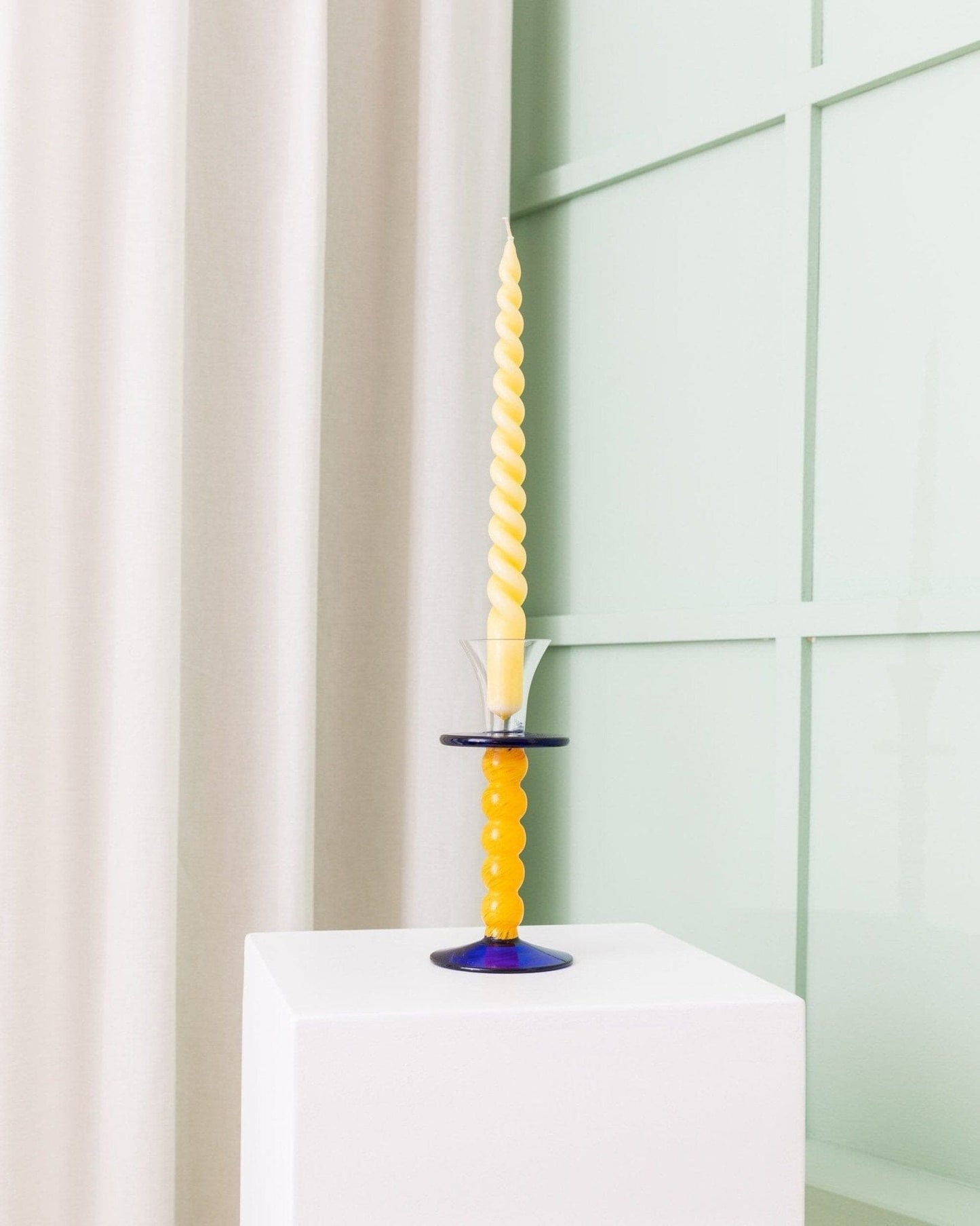 Bougeoir vintage en verre de Murano design postmoderne Memphis Milano années 1980