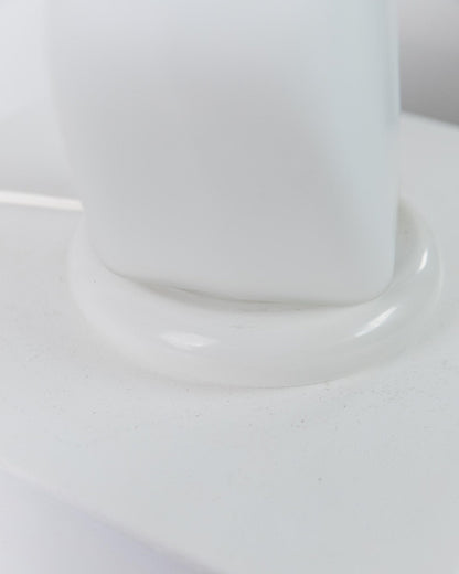 Vintage Tischlampe Murano Glasschale, mattiertes Glas mit blauem Detail, Blau Weiß