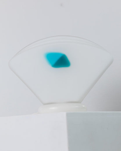 Vintage Tischlampe Murano Glasschale, mattiertes Glas mit blauem Detail, Blau Weiß