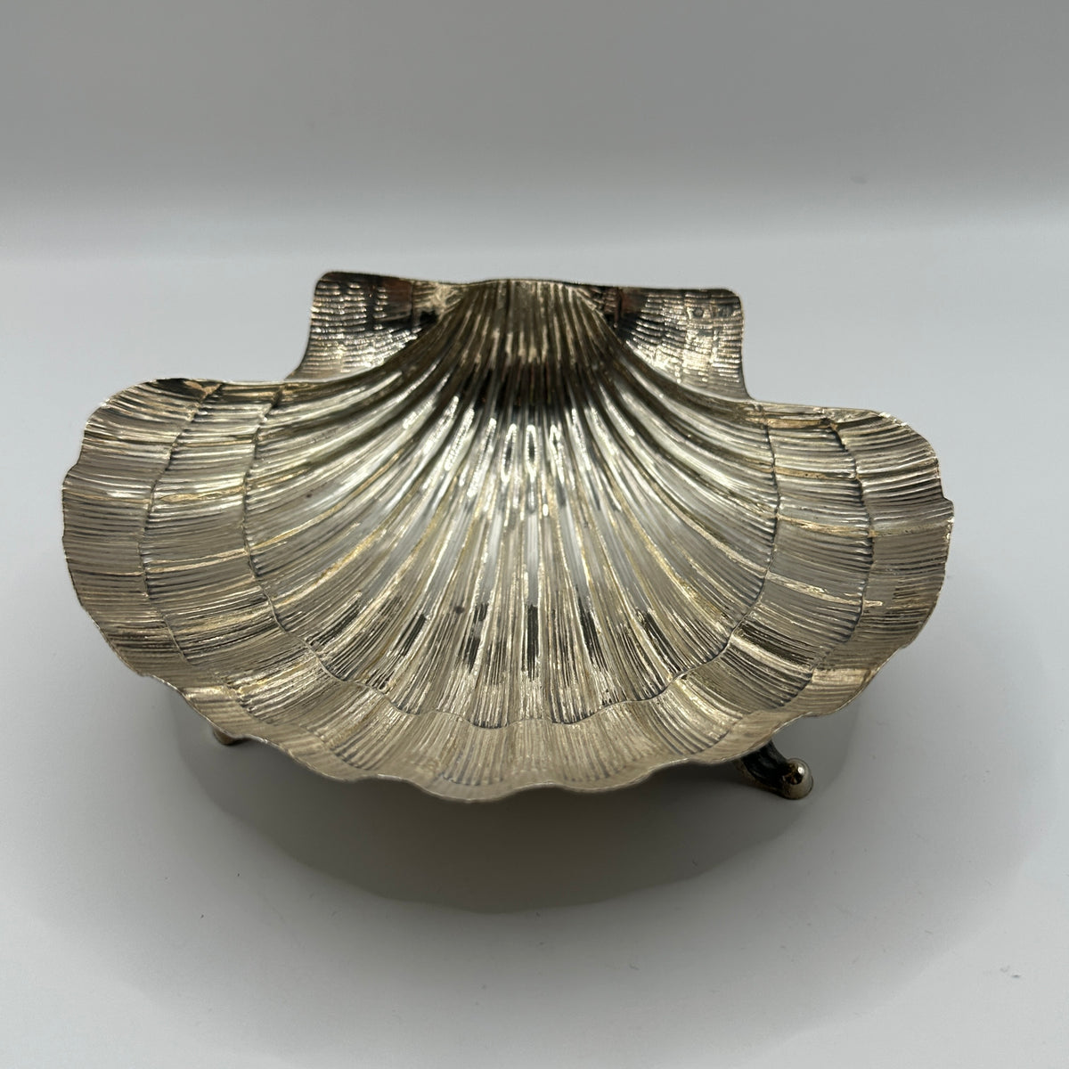 Vintage Muschel-Schale Sterling Silber dreibeinig fein strukturiert