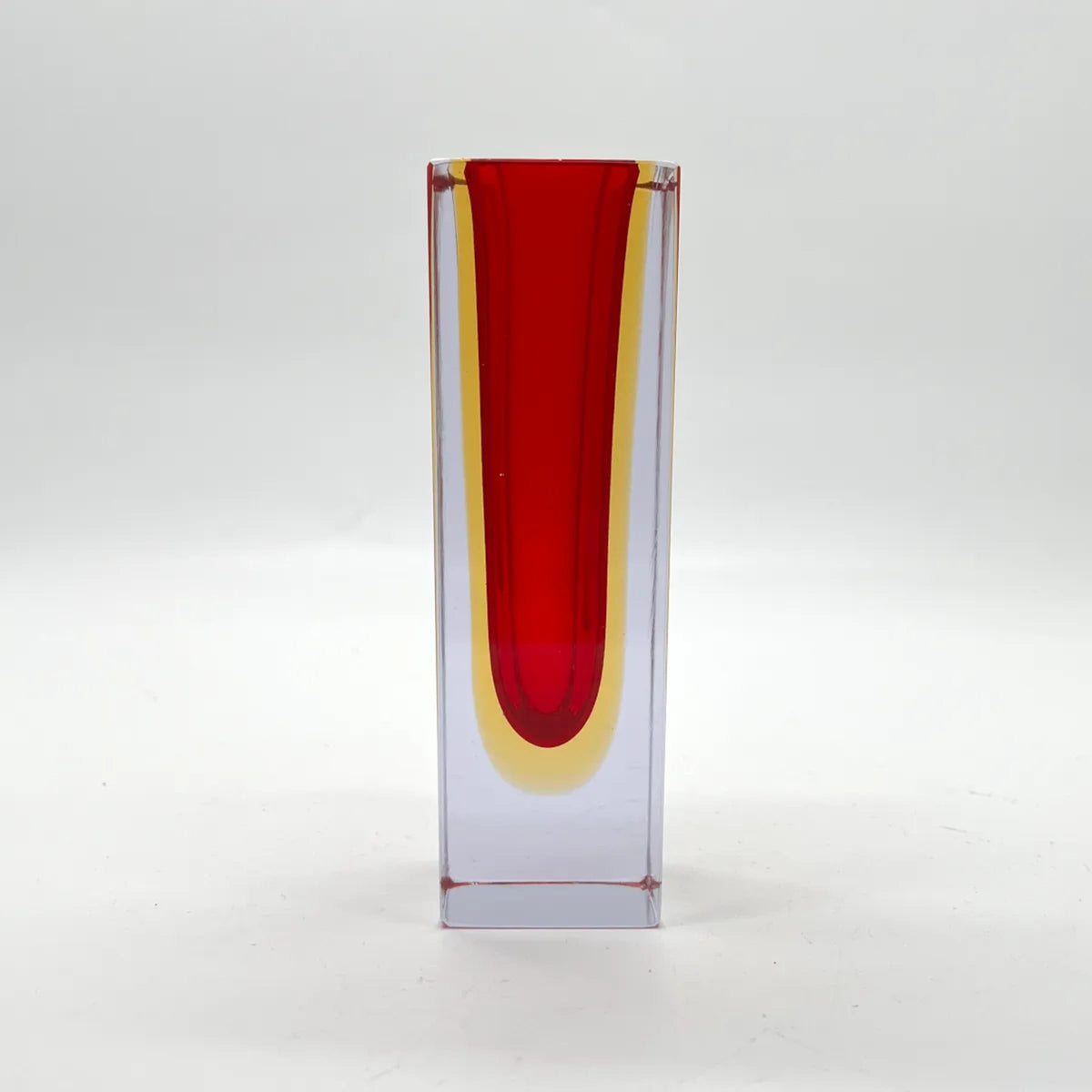 Vintage Sommerso Blockvase Murano Rot Gelb