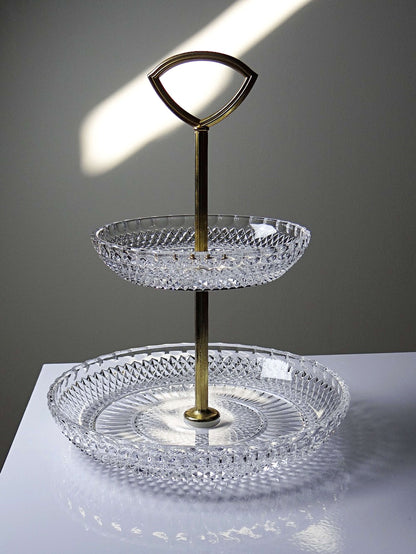 Vintage Etagere aus Kristallglas und vergoldetem Metall, Hollywood Regency