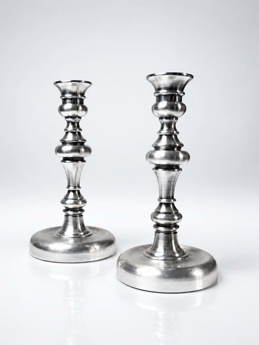 Set von 2 Vintage Kerzenständer aus versilbertem Metall, Georgian Revival