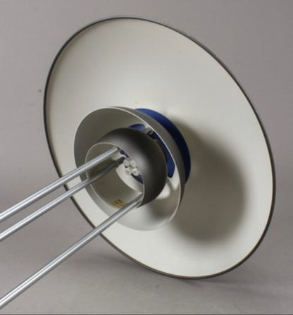 Vintage Tischleuchte PH 5 von Poul Henningsen für Louis Poulsen grau blau silber weiß