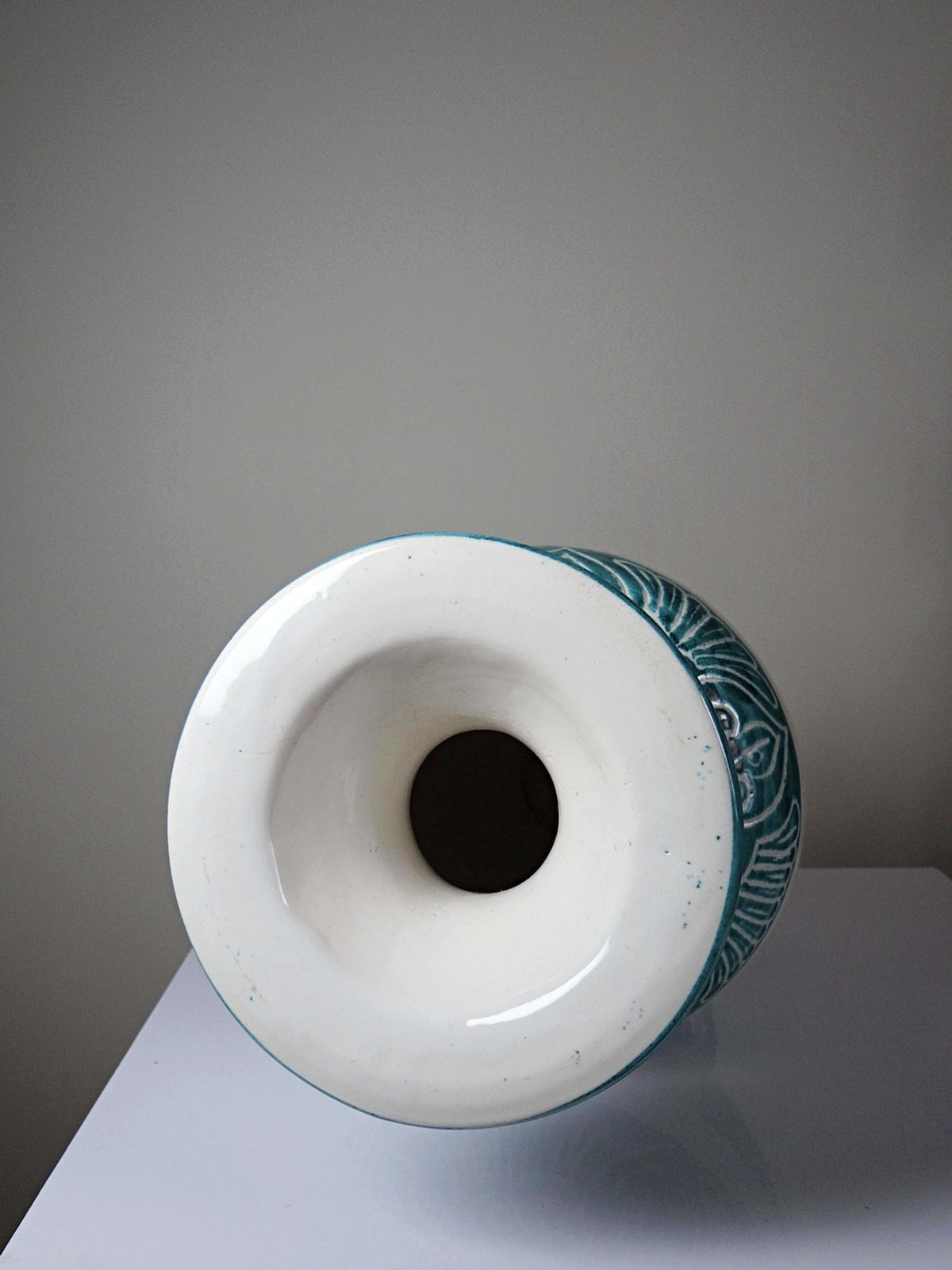 Vintage Vase Balusterform aus Keramik in Türkis