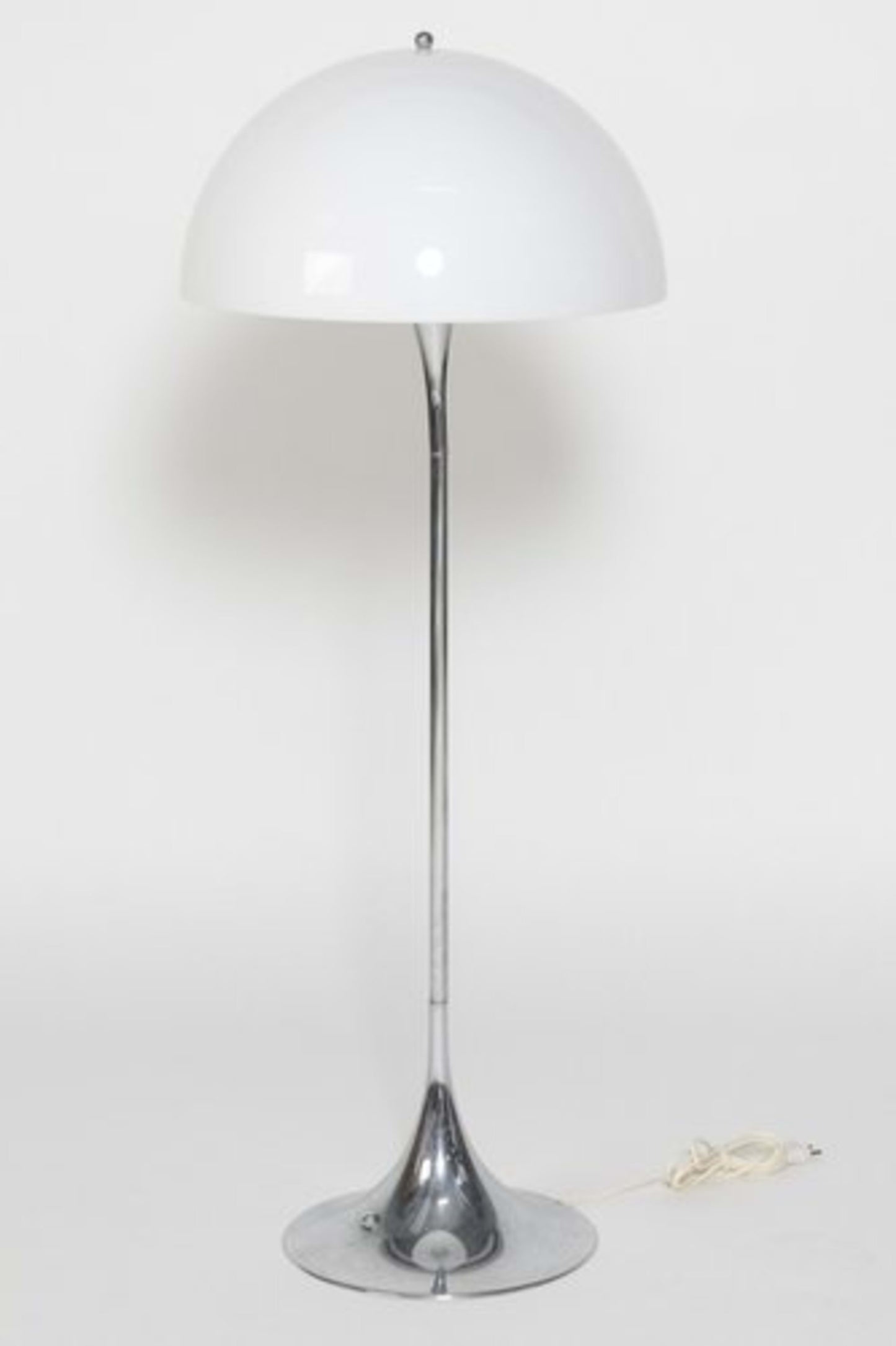 Vintage Panthella Stehlampe von Verner Panton für Louis Poulsen silberfarben, weiß