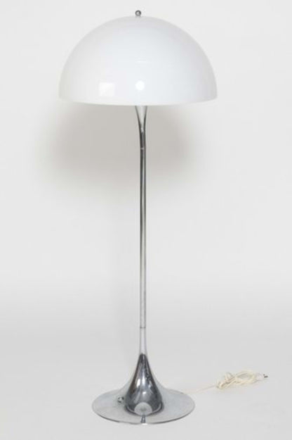 Vintage Panthella Stehlampe von Verner Panton für Louis Poulsen silberfarben, weiß