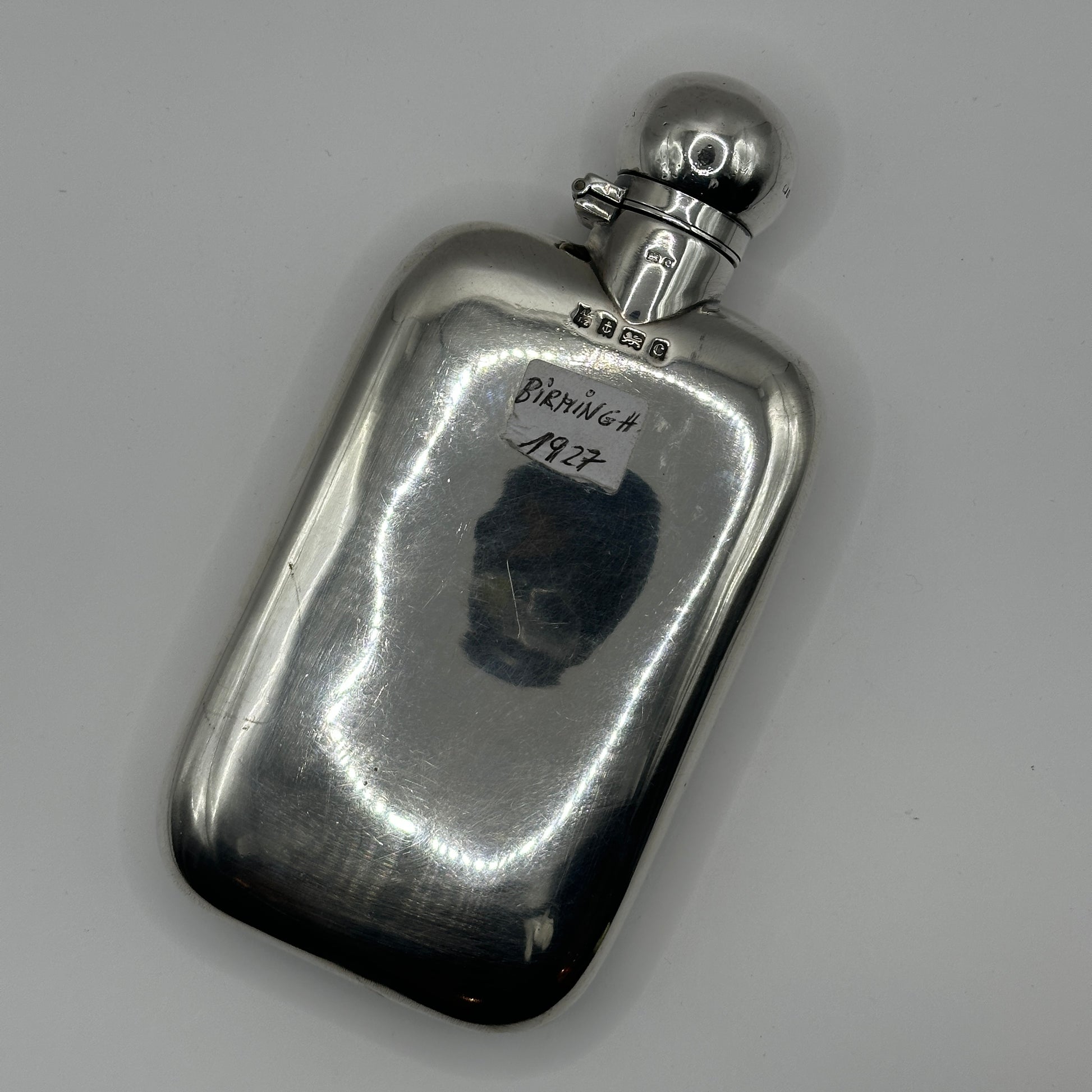 Vintage Silber-Hipflasche Flachmann Birmingham 1927 Sterling Silber