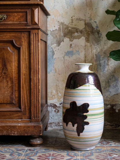 Vintage Keramikvase mit irisierender Glasur, Spanien