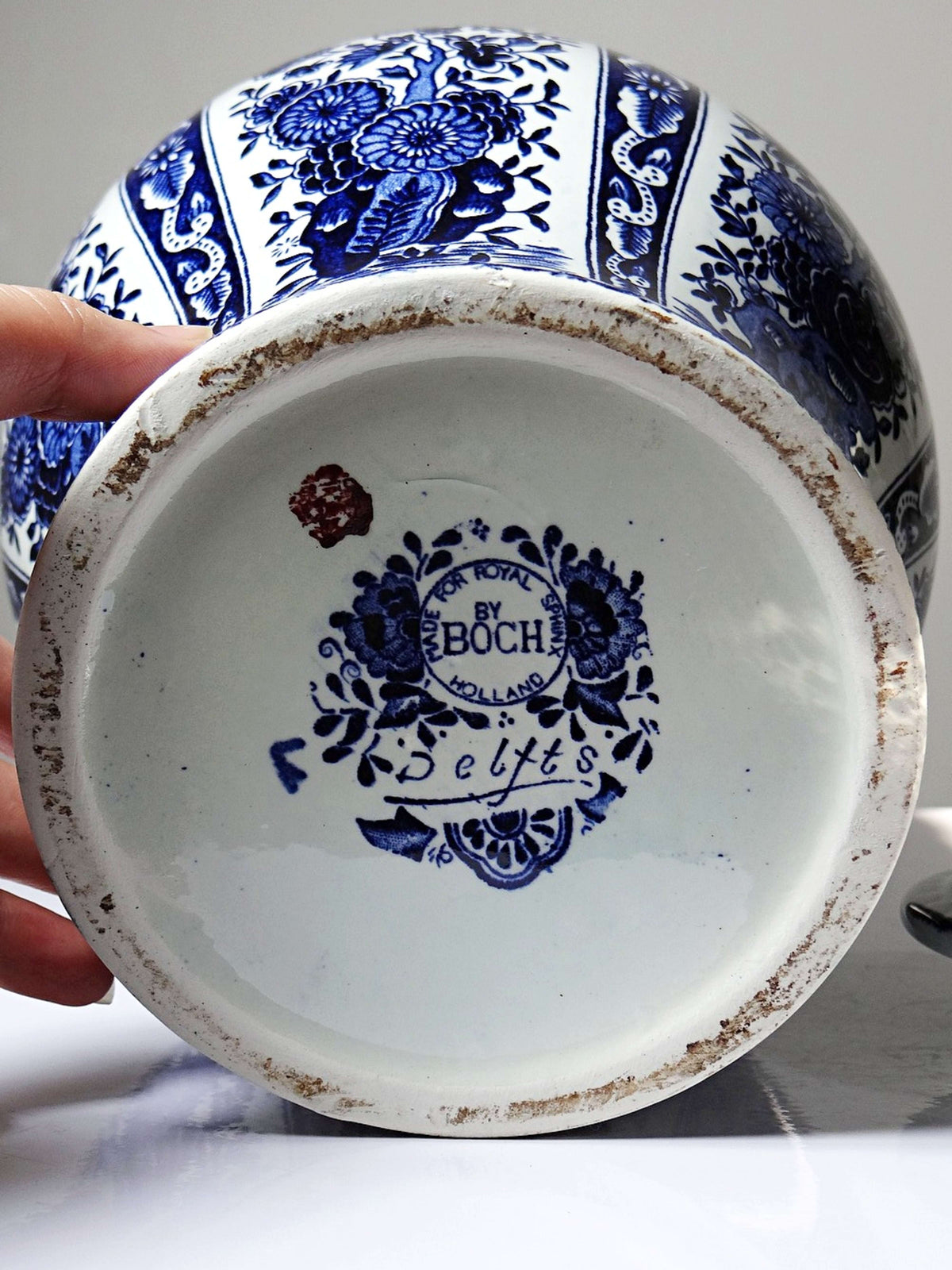Vintage Deckeldose Boch Holland Royal Sphinx Delfter Blau