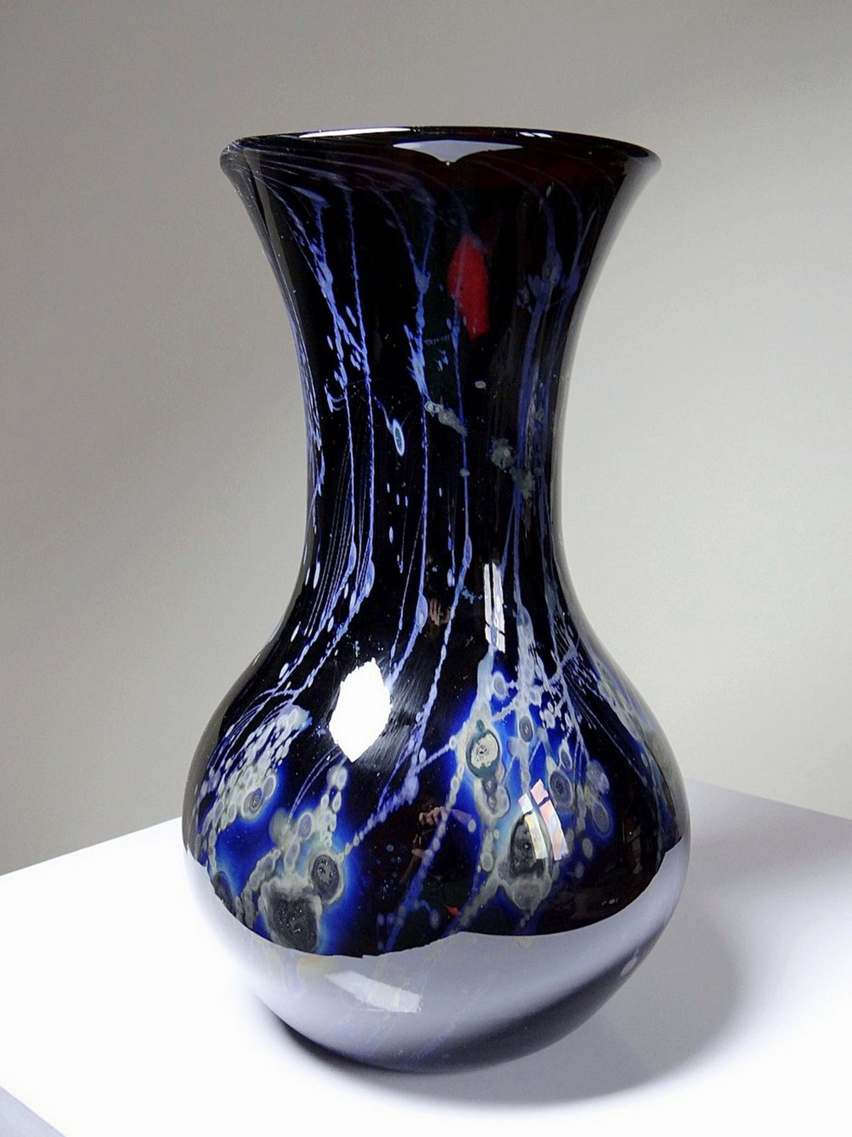 Vintage Kunstglasvase Violett mit Silberinclusionen von Studio Glass für Frankreich