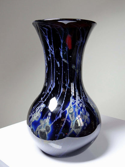 Vintage Kunstglasvase Violett mit Silberinclusionen von Studio Glass für Frankreich