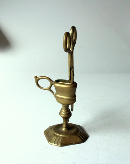 Vintage Kerzenschere mit Ständer aus Messing