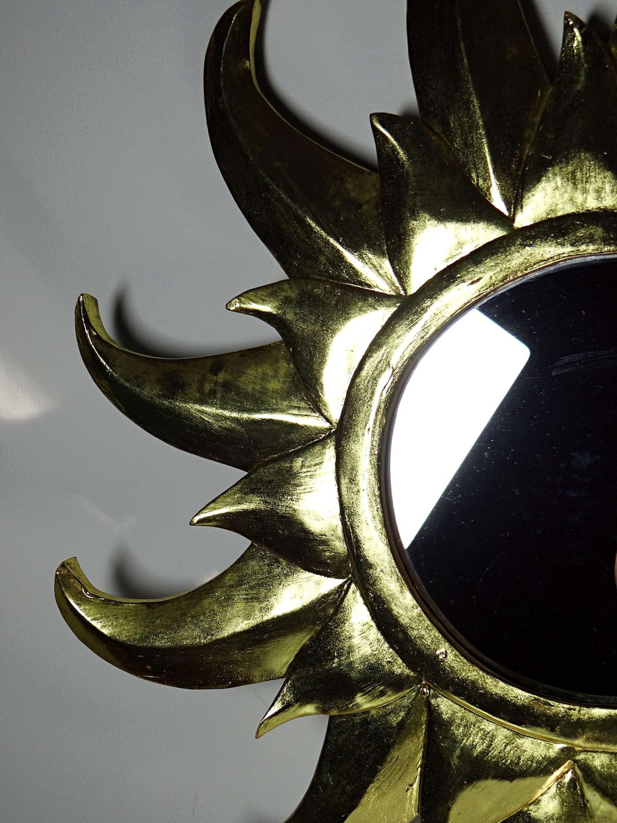 Vintage Sonnenspiegel aus Holz und Blattgold, Hollywood Regency
