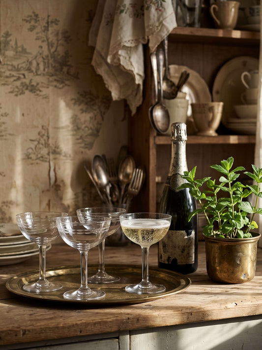 Set von 4 Vintage Champagnerschalen "Marie-Antoinette" Art Déco
