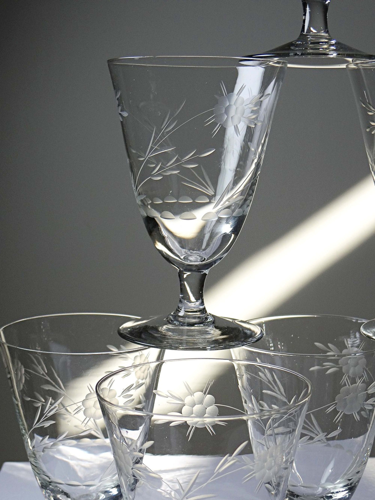 Set von 8 Vintage Weingläser aus Kristallglas, Böhmen