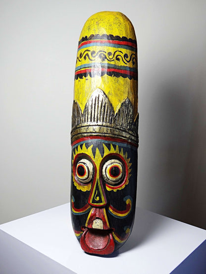 Vintage Wandmaske Bali, Holz handbemalt, Indonesien 1970er