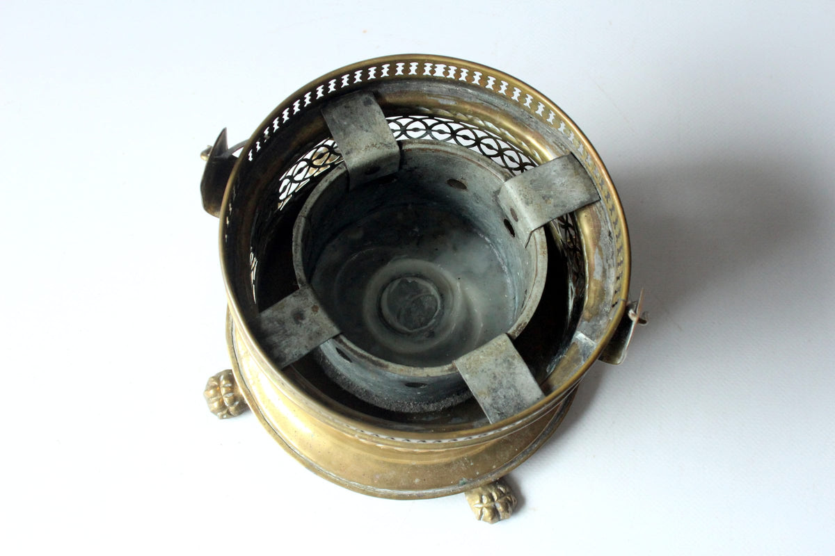 Vintage Stövchen Messing mit Löwenfüßen