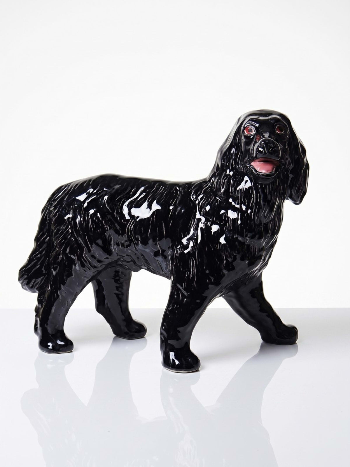 Vintage Karaffe Hund "Newfoundland Screech" Barbotine-Keramik