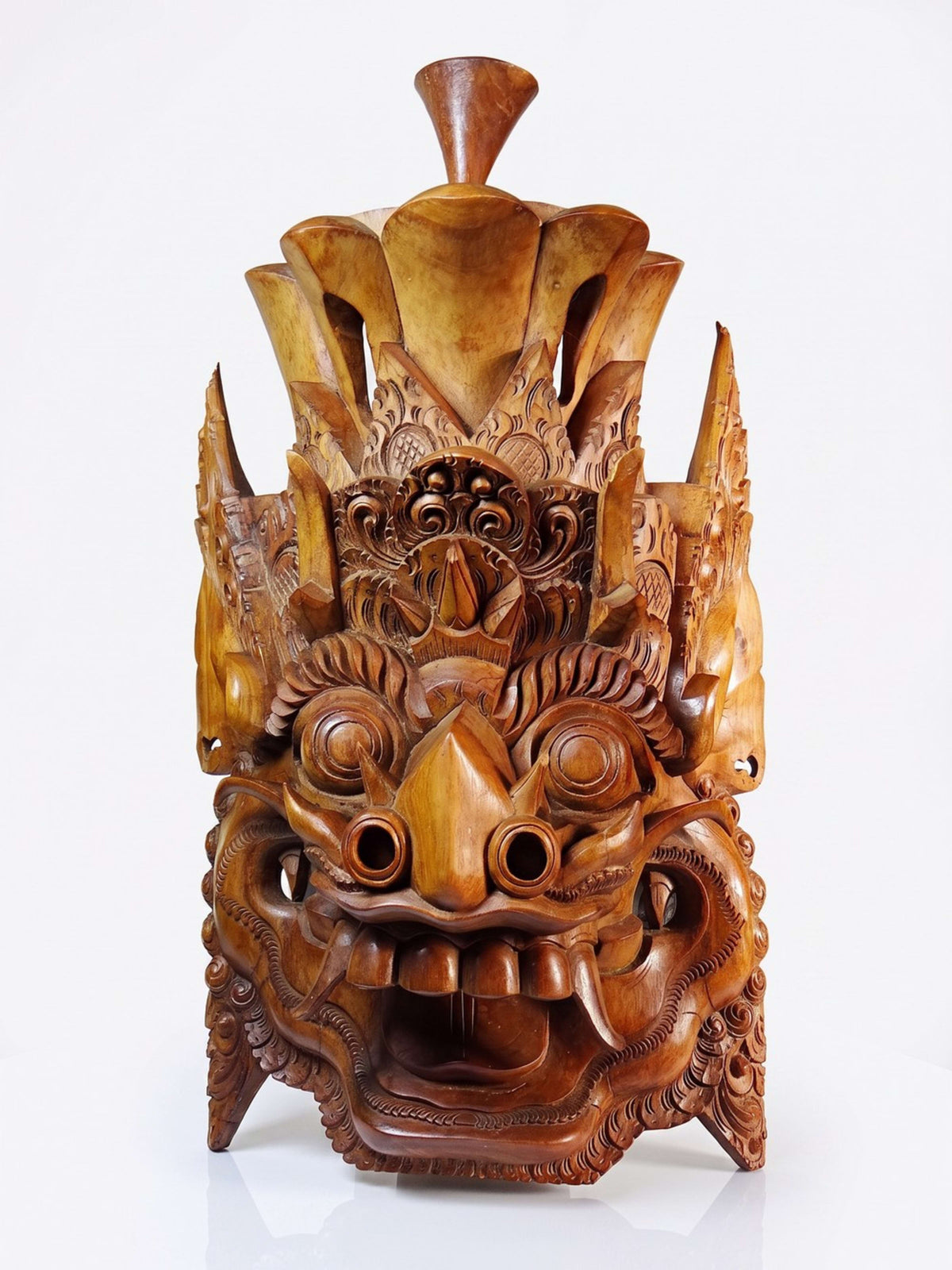 Vintage Wandmaske 'Barong' aus Holz, Bali handgeschnitzt