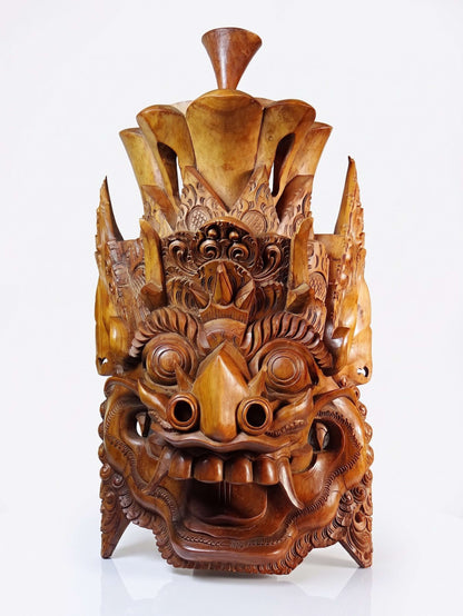 Vintage Wandmaske 'Barong' aus Holz, Bali handgeschnitzt