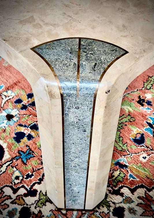 Vintage Couchtisch mit Tessellat-Marmoroberfläche im Wasserfall-Stil