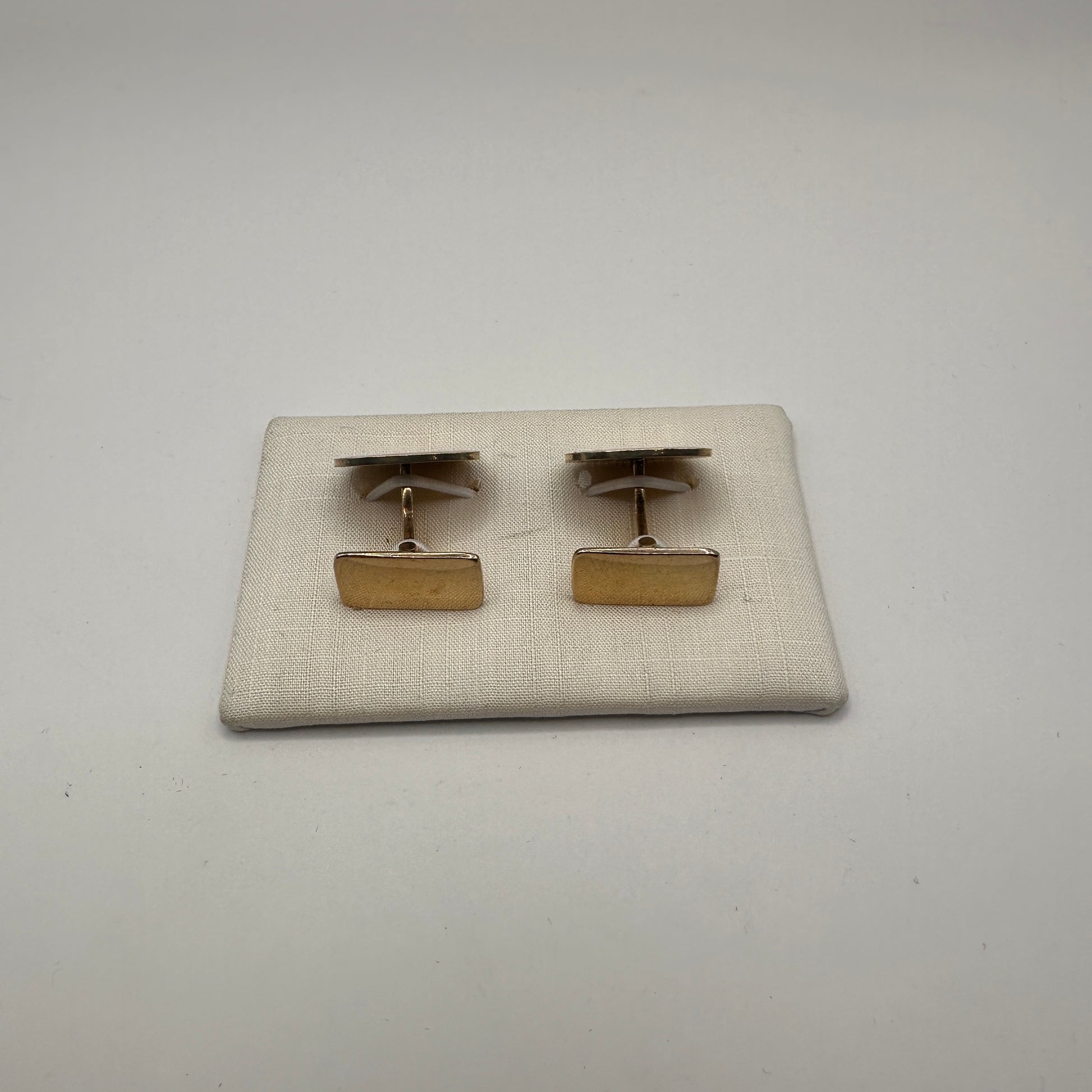 Vintage Manschettenknopf Set von 2 vergoldet mit Rauchquarz-Optik