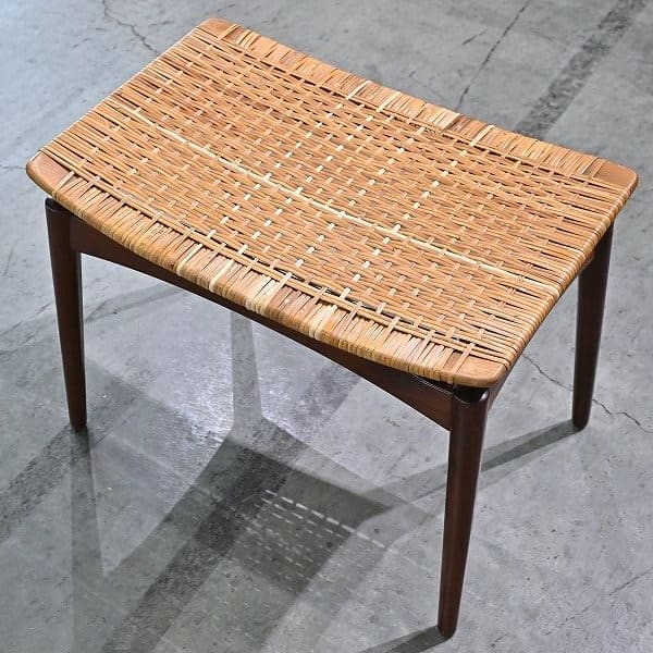 Vintage Hocker von Olholm Mobelfabrik aus Teak und Rattan