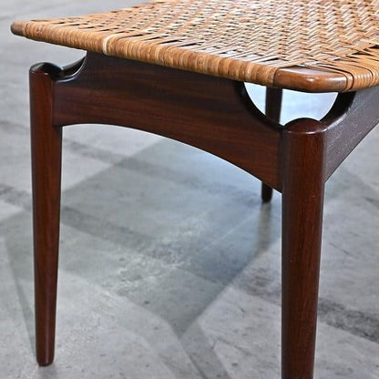 Vintage Hocker von Olholm Mobelfabrik aus Teak und Rattan