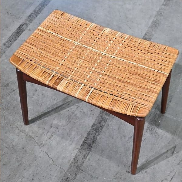 Vintage Hocker von Olholm Mobelfabrik aus Teak und Rattan