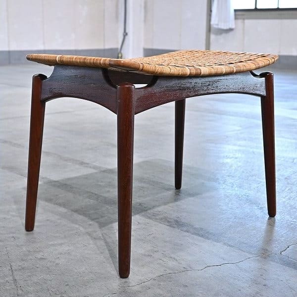 Vintage Hocker von Olholm Mobelfabrik aus Teak und Rattan