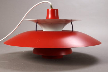Vintage Pendelleuchte PH5 von Poul Henningsen für Louis Poulsen Rot