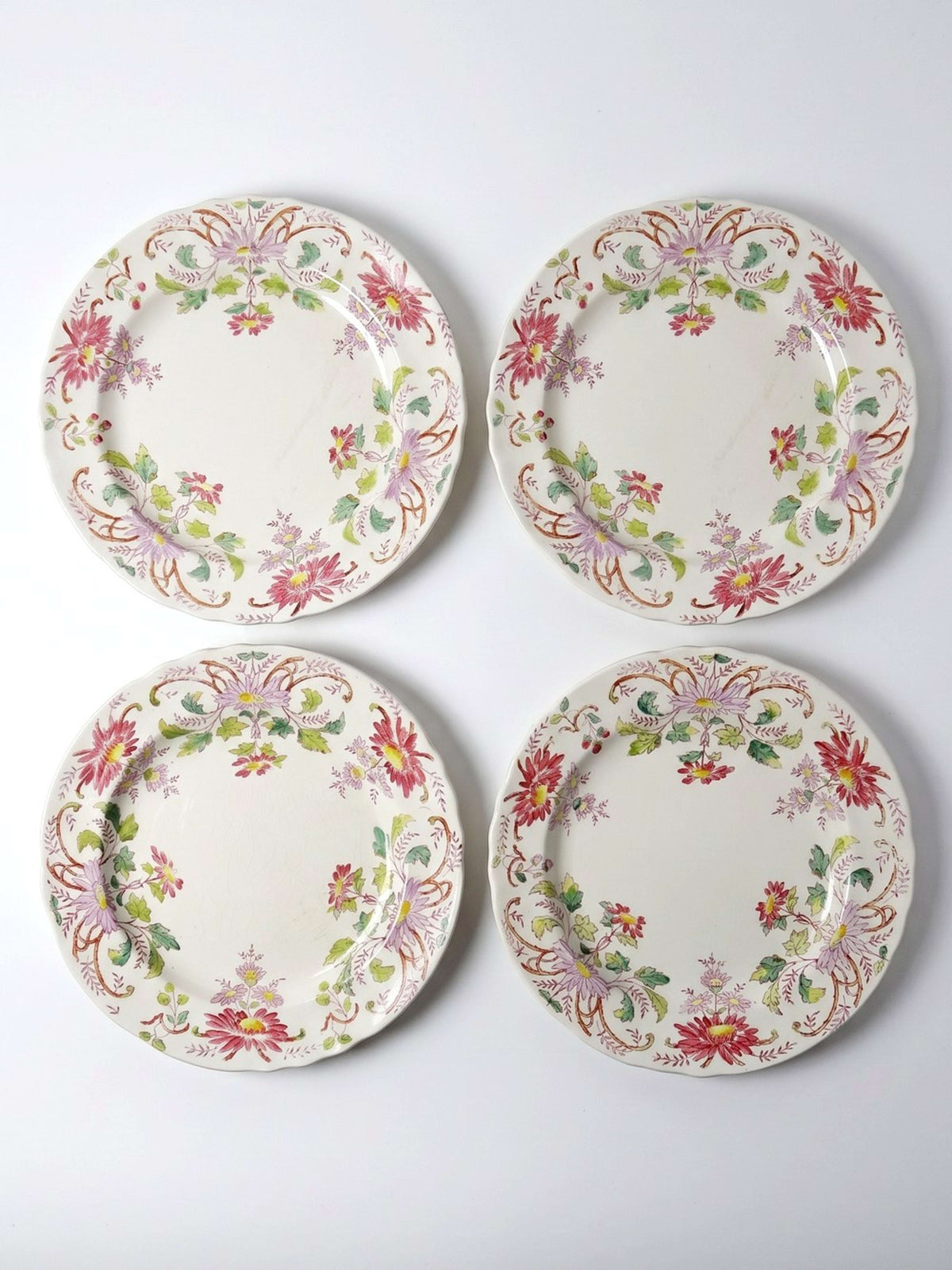 Set von 4 Vintage Dessertteller "Pâquerettes" von Longchamp