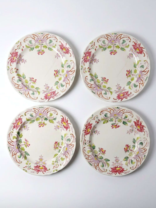 Set von 4 Vintage Dessertteller "Pâquerettes" von Longchamp