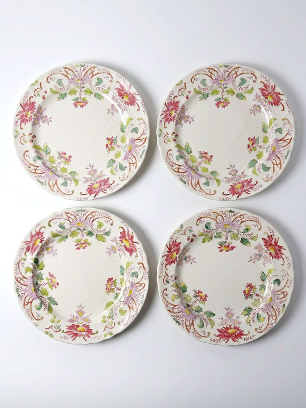 Set von 4 Vintage Dessertteller "Pâquerettes" von Longchamp