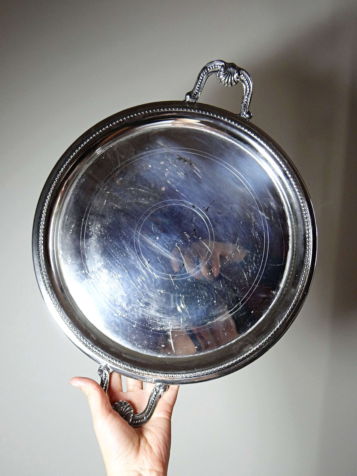 Vintage Servierplatte mit Deckel, versilbert, Marokko