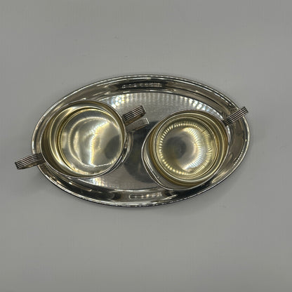 Dreiteiliges Sterling-Silber Set „W. Sterling 520“ – Tablett, Kännchen und Schale