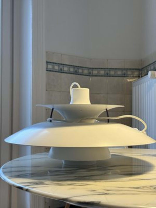 Vintage Pendelleuchte PH5 von Poul Henningsen für Louis Poulsen weiß