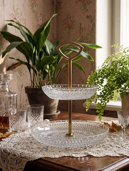 Vintage Etagere aus Kristallglas und vergoldetem Metall, Hollywood Regency