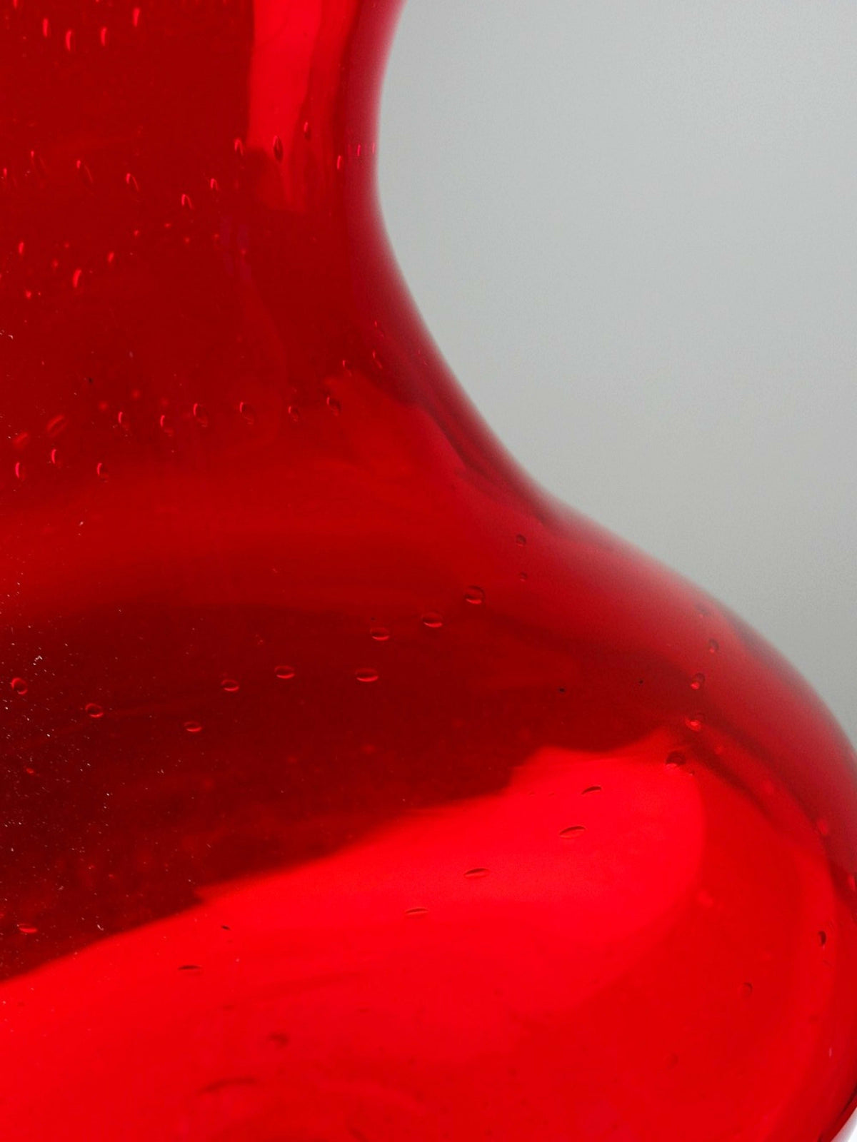 Vintage Vase Glas rot-gelb mit Blasendekor, 1960er Jahre