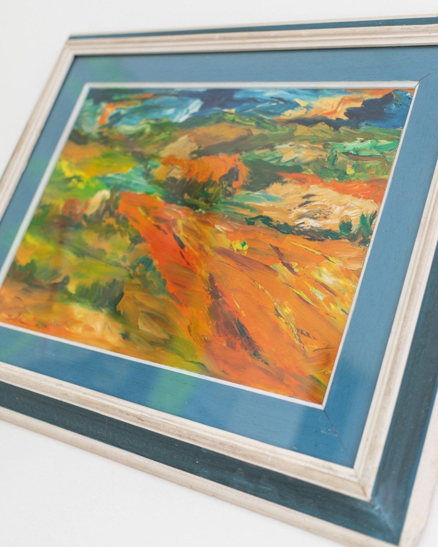 Vintage Gemälde Landschaftsmotiv im Holzrahmen