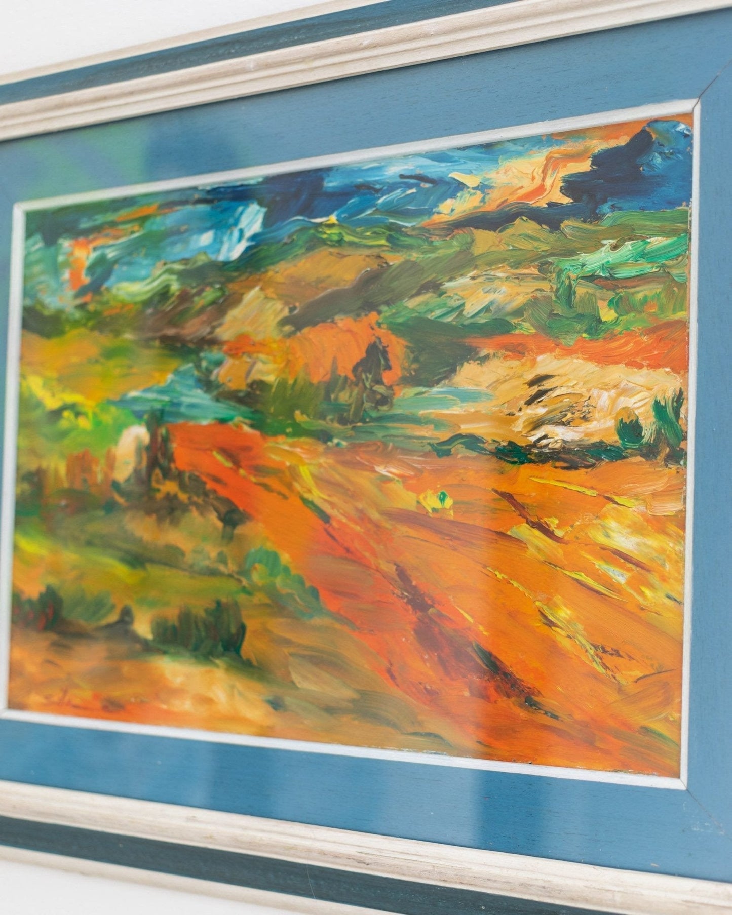 Vintage Gemälde Landschaftsmotiv im Holzrahmen