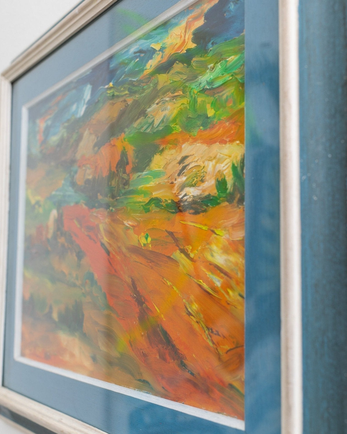 Vintage Gemälde Landschaftsmotiv im Holzrahmen