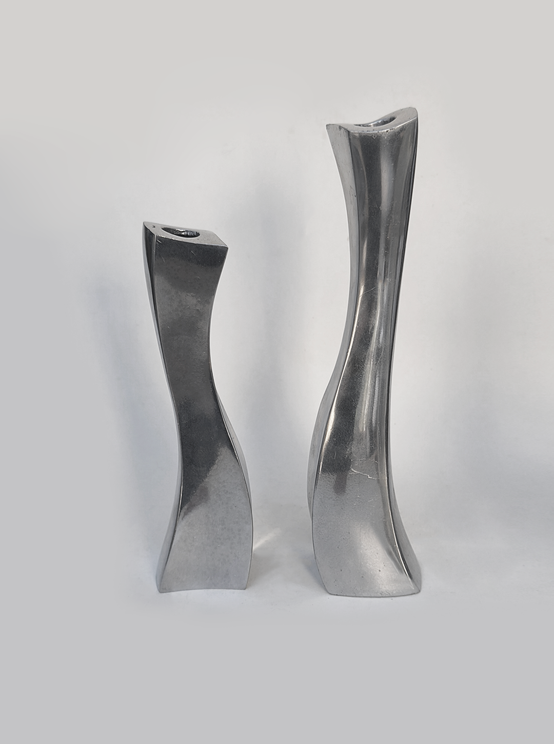 Set von 2 Vintage Kerzenhalter Twisted aus Metall