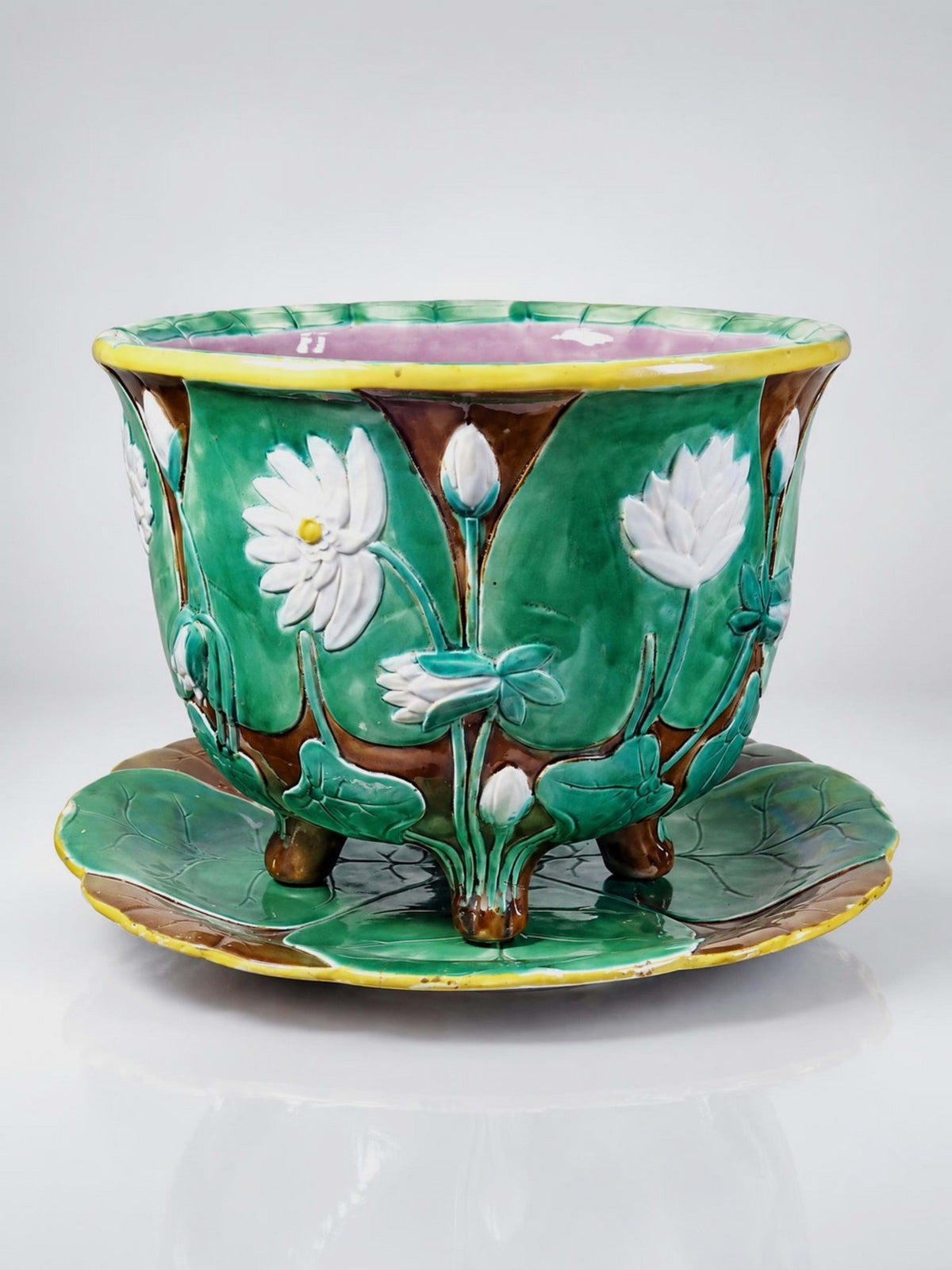 Vintage Jardinière Majolika J. Holdcroft zugeschrieben, England 1870-1880