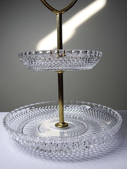 Vintage Etagere aus Kristallglas und vergoldetem Metall, Hollywood Regency